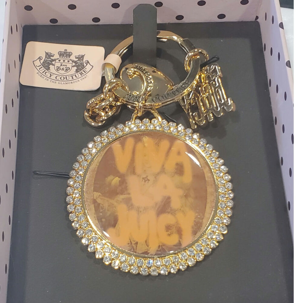 NWT Juicy Couture Keychain - Viva La Juicy Bag Charm (Button Crest Key Fob)
